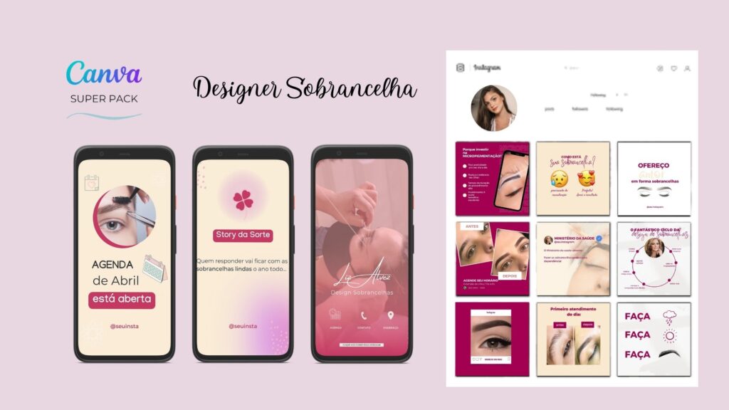 pack canva design sobrancelha